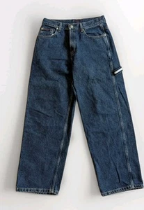 VTG Tommy Hilfiger Jeans Men 30x30 Stone Wash Denim Y2K Baggy Wide Leg Carpenter - Picture 1 of 14