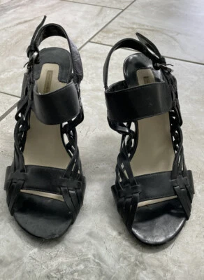 Sandalias Max Studio para mujer 5,5 M correas al tobillo negras informales tacones de aguja 👠 💕 Foto 1 de 4