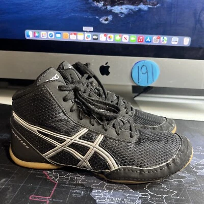 Asics Matflex 5 GS Kids Wrestling Shoes C545N-9093 Black Silver Lace Up Size 4 - Image 1 of 4