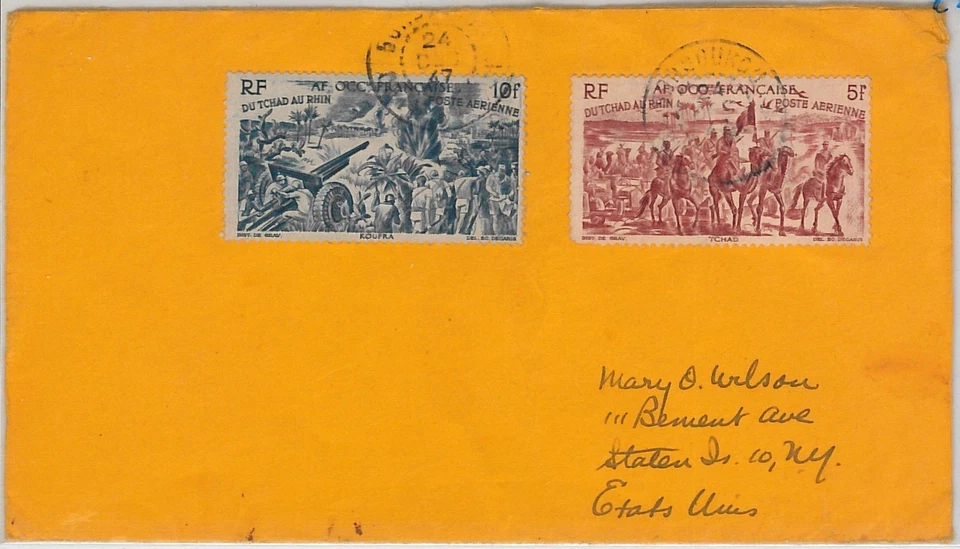 Afrique équatoriale française TCHAD Chad - POSTAL HISTORY: COVER to USA 1947 - Image 1 of 1