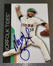 Manny Barreda SIGNED 2021 Norfolk Tides Team Card RC Auto Baltimore Orioles