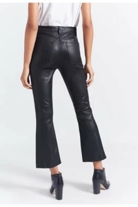 CURRENT/ELLIOTT High Waist Cropped Flared-Leg 100% Leather Jean Size 30 $998 NWT - Picture 1 of 10