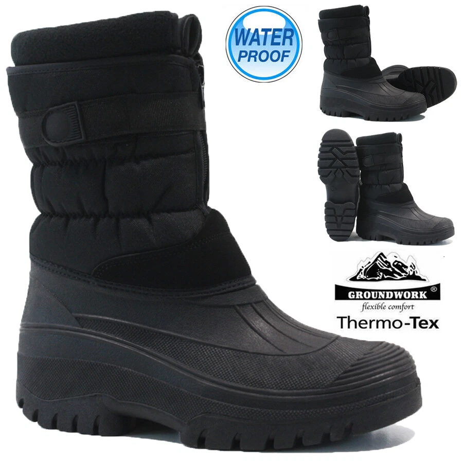 GROUNDWORK HERREN SCHNEESTIEFEL WINTER WASSERDICHT MUCKER THERMO SKI GUMMISTIEFEL FELL WARM GRÖßE