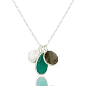 Natural Green Onyx Labradorite Birthstone Jewelry 925 Sterling Silver Pendant - Picture 1 of 2