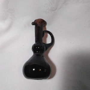 Vintage Hand Blown AMETHYST Purple GLASS handled pitcher 5 1/4" Tall - Picture 1 of 9