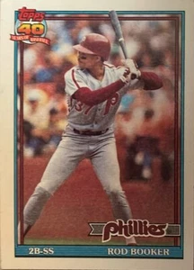 1991 Topps #186 Rod Booker - Philadelphia Phillies - Picture 1 of 1