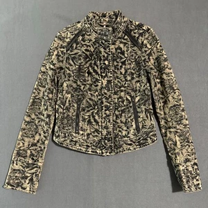 NEW Free People Women’s 2 Follow The Flock Moto Jacket Full Zip Floral Jacquard - Picture 1 of 18