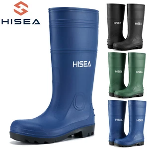 HISEA Men Rain Boots w/Steel Shank Waterproof PVC Garden Fishing Mud Work Boots - Picture 1 of 53