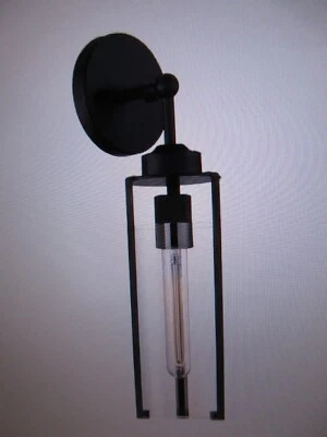 Satco Marina 4,75 pulgadas Aplique de pared negro mate de 1 luz con pantalla de vidrio transparente Foto 1 de 4