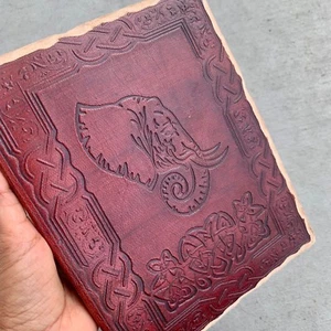 Leather Travel Journal Rustic Leather Diary Large Elephant Ephemera notebook - Picture 1 of 7
