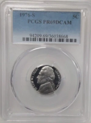 1976 S Jefferson Proof Nickel PCGS PR69DCAM - Image 1 of 2