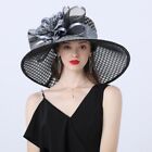 Gray Ladies Fascinator Hat Party Organza Fedora Church Flowers Hats For Women