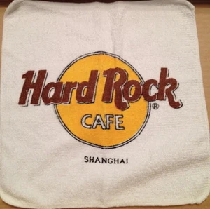 Hard Rock Cafe SHANGHAI Classic HRC Logo on White Hand TOWEL with Loop Brand NEW - Picture 1 of 4