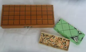 Vintage Japanese Shogi Chess Board Game Set Black Red Wood Pieces Japan - Picture 1 of 12