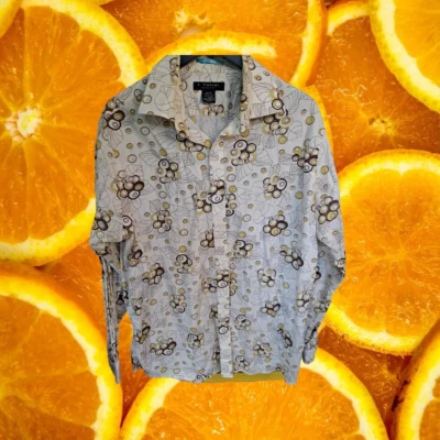 Camisa de manga larga J. Ferrar con decoraciones amarillas y marrones talla XL Foto 1 de 4