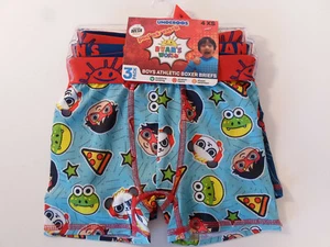 Ryan's World Boys Athletic Boxer Briefs 3 Pack Size 4 XS Mesh Fabric Underwear - Picture 1 of 3
