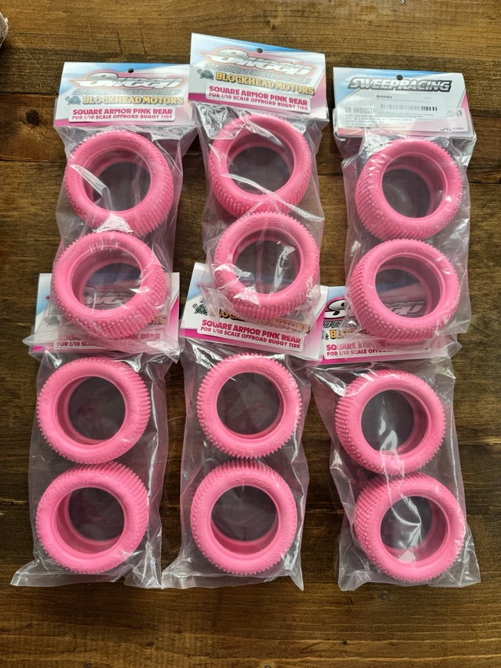 Lote de 6 neumáticos traseros de barrido de motores de cabeza de bloque para Tamiya Losi Team Associated RC Foto 1 de 3