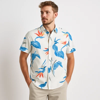 Camisa Brixton Para Hombre Floral Con Botones M Manga Corta Algodón Poli Estampado Hawaiano Foto 1 de 4