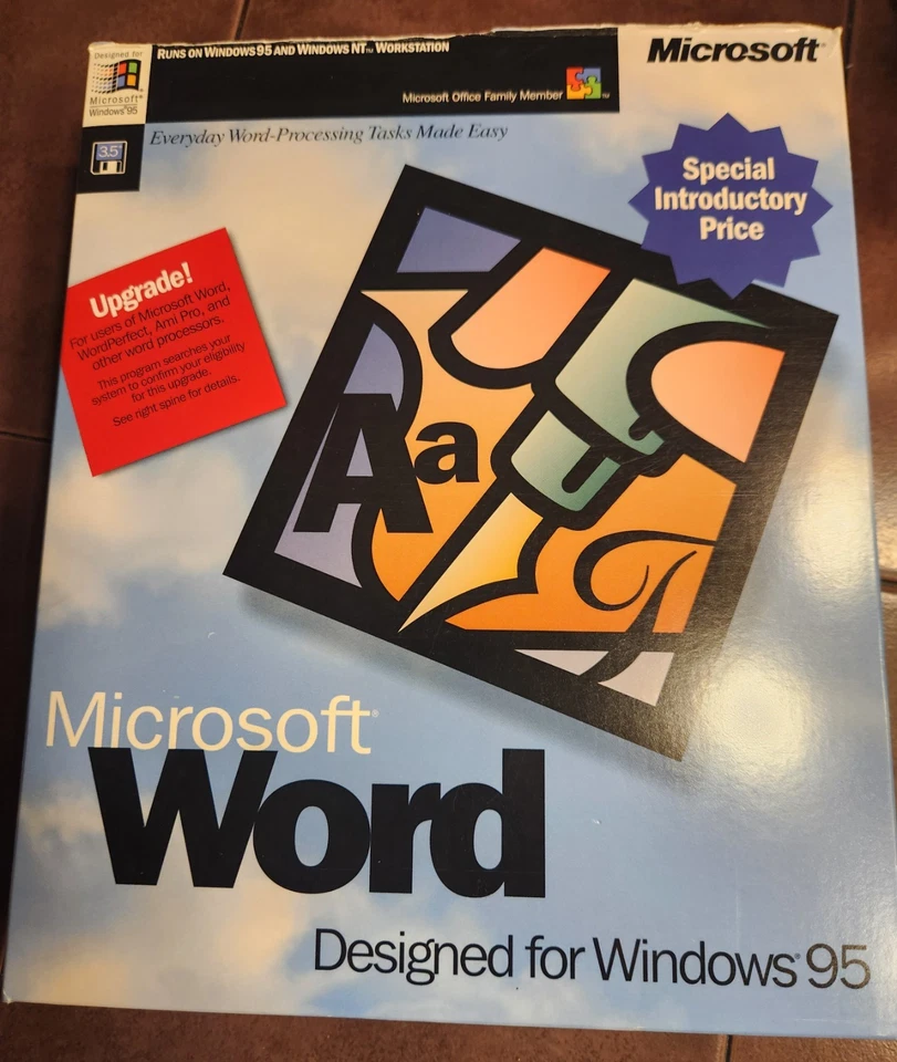 Vintage Microsoft Word MS for Windows 95 & NT Upgrade Floppy Disks 3.5" - Image 1 of 3