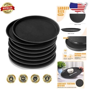 Durable 8-Piece Non-Slip Round Serving Tray Set - Perfect for Restaurants & Bars - Picture 1 of 9
