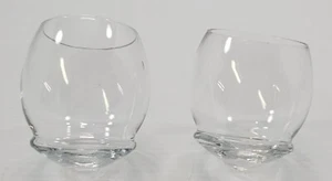 Pair of Rocking Whiskey Tipsy Drink Clear Glass Tumblers - Picture 1 of 8