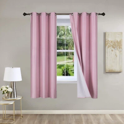 Paneles de cortina de ventana con ojal oscurecido forrados en blanco de espuma aislante 2 piezas KK92 nuevos Foto 1 de 2