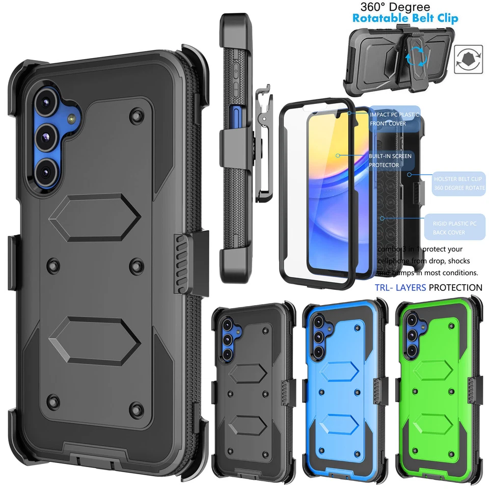 ROCKINGSPACE For Samsung Galaxy S25 FE Phone Case Belt Clip Holster Cover + Screen Protector