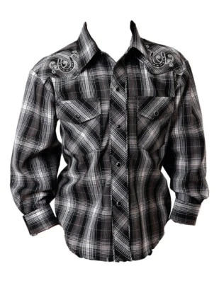 Roper Western Shirt Boys L/S Snaps Plaid Black 01-030-0016-1005 BL - Image 1 of 2