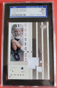 TROY AIKMAN GAME USED JERSEY CARD 2000 UD GRADED SGC 92 8.5 NM MINT+ COWBOYS - Picture 1 of 2