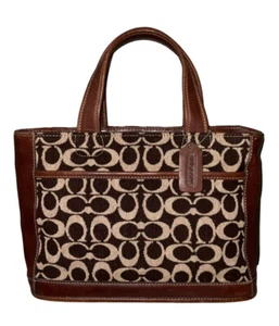 Borsa Coach VINTAGE Signature C marrone jacquard pelle bordo 6167 Costa Rica - Foto 1 di 14