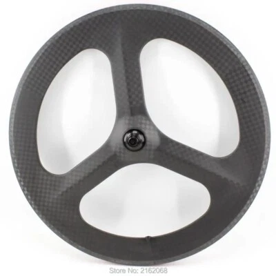 700C 3 Spokes Wheels Clincher Road Track Fixed Gear Bike Carbon Fibre Wheelset - Image 1 of 4