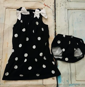 Vestido janie & jack talla 12-18 meses 2 piezas y lazos y lunares Bloomers - Imagen 1 de 2