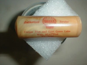 Vtg SHELL Oil Gas Station Celluloid Plastic Sewing Thread Spool Thimble SEATTLE - Picture 1 of 21