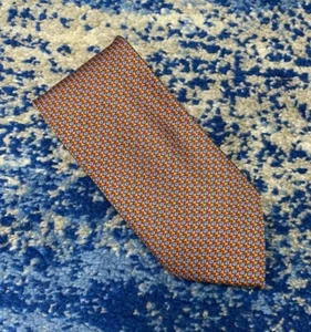 Corbata de seda Barneys Nueva York azul naranja negra geométrica dimensional Italia - Imagen 1 de 4