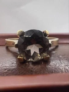Vintage 9ct Yellow Gold Smokey Quartz Ring • Size - N • 2.86 Grams - Picture 1 of 5