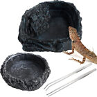  2Pcs Reptile Bowl with Feeding Tongs - Water & Food Dish for Lizard &-CM