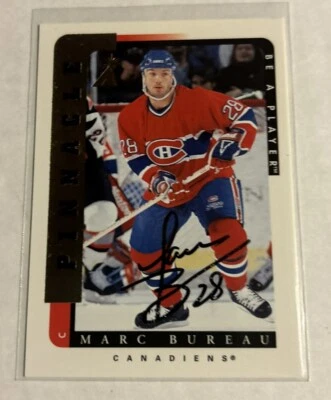 1997 PINNACLE BE A PLAYER MARC BUREAU AUTO AUTOGRAPH #82 CANADIENS BAP - Image 1 of 2