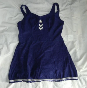 Antiker JANSEN 1930 blauer Frottee Badeanzug Minikleid Badeanzug Gr. 36 - Bild 1 von 6
