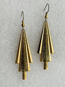 Vintage Genuine “Diamond Dust” Art Deco Style Dangle Earrings 2.5” - Imagen 1 de 3