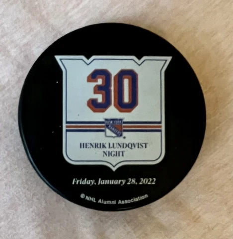 NY RANGERS HENRIK LUNDQVIST JERSEY RETIREMENT NIGHT PUCK #30 MSG 1/28/2022 Cover