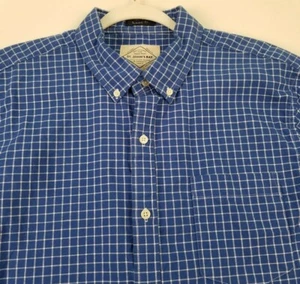 St. John's Bay Button Up Shirt Men L Large Blue White Plaid Legacy Oxford Casual - Picture 1 of 11