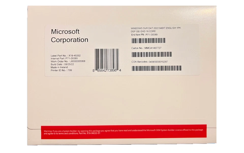 Windows Server 2022 Datacenter 16 Core, 64Bit inkl. COA & DVD, mehrsprachig - Bild 1 von 2