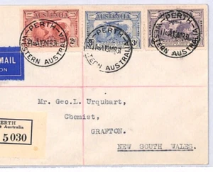 AUSTRALIA 1931 FDC *Kingsford-Smith* AIR Set{3} Grafton NSW First Day Cover YM89 - Picture 1 of 8