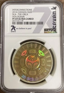 7K Metals Interconnections Sea The Orca Hologram NGC PF69 UC .999 Mint 7500 - Picture 1 of 3