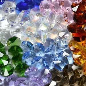 CHANDELIER GLASS OCTAGON 10,12,14,16,18,20,22MM SUNCATCHER BEADS - PICK COLOUR - Picture 1 of 37