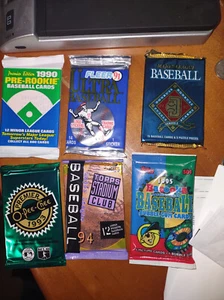(6) Unopened Baseball Card Pack Mix 1990-1995 Fleer Donruss Topps OPC Vintage - Picture 1 of 1