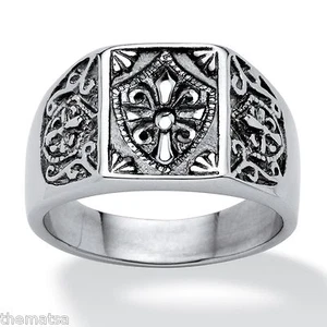 TEMPLERRITTER FREIMAURER SCHWARZ SILBER EDELSTAHL RING GRÖSSE 9 10 11 12 13 - Bild 1 von 3