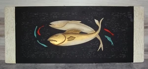 Vintage MCM Plaster Intaglio Relief Wall Art  3D Fish Picture A12 - Picture 1 of 2