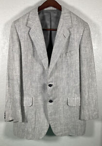 OXXFORD CLOTHES Light Gray Herringbone 100% SILK Mens 2Btn Blazer Jacket US 42L