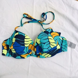 Aerie Bikini Oberteil Bademode 34C Tropical Flower Rüschen Badeanzug Schalen gefüttert - Bild 1 von 10